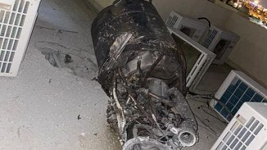 صاروخ باليستي حوثي بعد تدميره من الدفاع الجوي السعودي