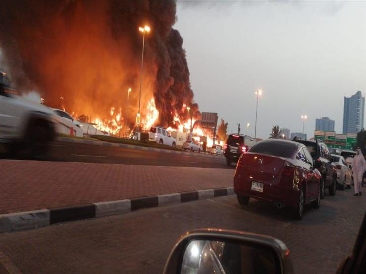 حريق ضخم في مطار أبوظبي الدولي