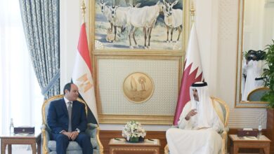 الرئيس عبد الفتاح السيسي مع الأمير تميم