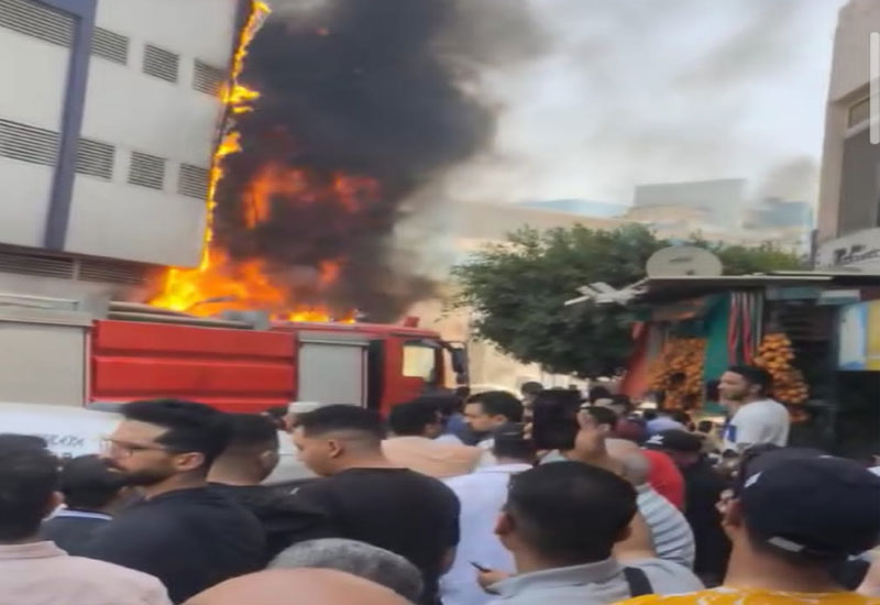 حريق مبنى السجل المدنى في شبرا الخيمة